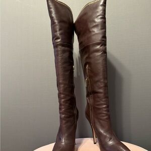 L.A.M.B. Dark Brown Leather Over the Knee Boots size 7.5